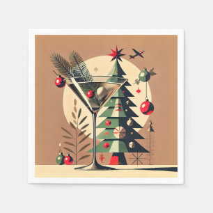 Serviette En Papier Retro 50s Jet Set Martini de Noël arbre
