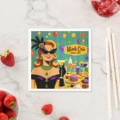 Serviette En Papier Retro 50s Mardi Gras Martini Cocktail Party (En situation)