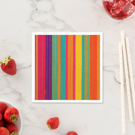 Serviette En Papier Retro 60s MOD Bright Stripes (En situation)