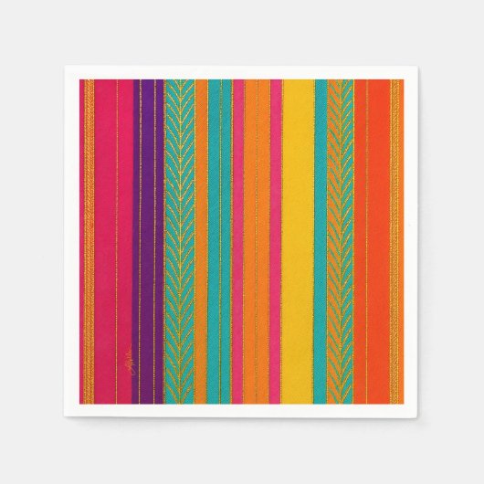 Serviette En Papier Retro 60s MOD Bright Stripes (Devant)