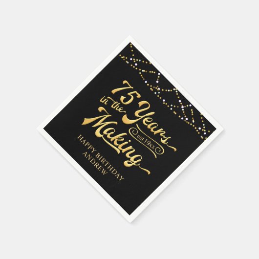 Serviette En Papier Rétro 75e anniversaire 75 ans dans les lumières (Coin)