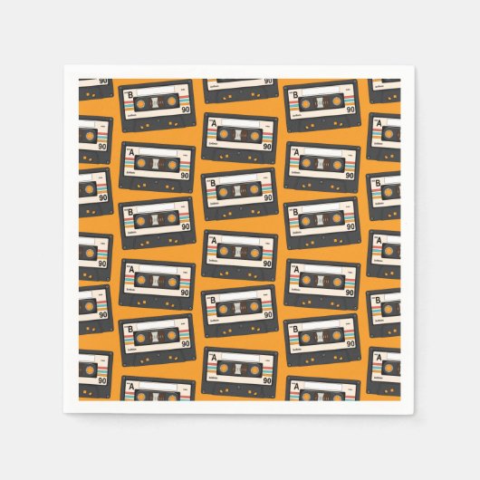 Serviette En Papier Retro 80's 90's Cassette Musique Anniversaire (Devant)