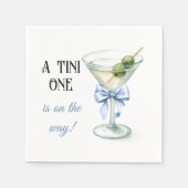 Serviette En Papier Retro A Tini One Martini Blue Bow Boy Baby Shower (Devant)