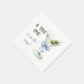 Serviette En Papier Retro A Tini One Martini Blue Bow Boy Baby Shower (Coin)