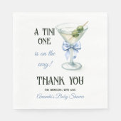 Serviette En Papier Retro A Tini One Martini Blue Bow Boy Baby Shower (Devant)