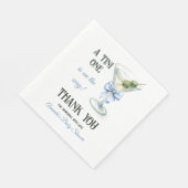 Serviette En Papier Retro A Tini One Martini Blue Bow Boy Baby Shower (Coin)