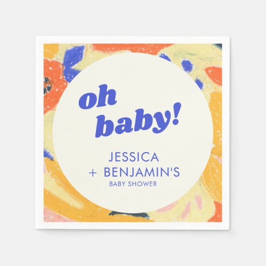 Serviette En Papier Retro Abstract Botanical Fun Baby Shower Custom (Devant)