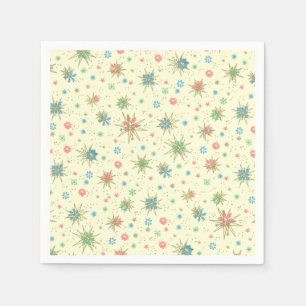 Serviette En Papier Rétro âge d'espace de hippie Starburst atomique