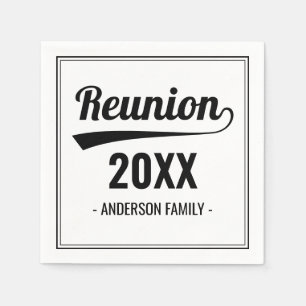 Serviette En Papier Retro année personnalisée Réunion en famille noire