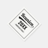 Serviette En Papier Retro année personnalisée Réunion en famille noire (Coin)