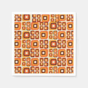 Serviette En Papier Rétro années 1970 milieu du siècle orange et brun