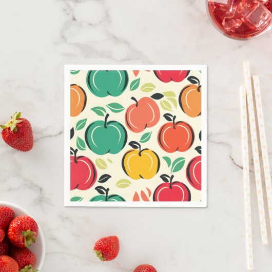 Serviette En Papier Retro Apple Orchard Harvest Party (En situation)