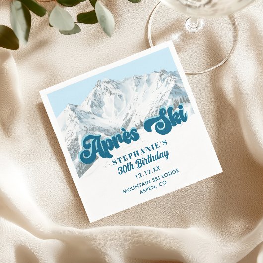 Serviette En Papier Retro Apres Ski Winter Mountain Birthday Party