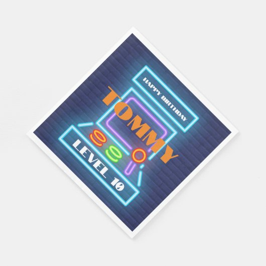 Serviette En Papier Retro Arcade Jeu Anniversaire (Coin)