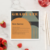 Serviette En Papier Retro Arch Green & Orange Fun Facts Graduation (En situation)