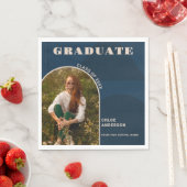 Serviette En Papier Retro Arch Navy Blue Photo Graduation (En situation)