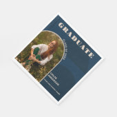 Serviette En Papier Retro Arch Navy Blue Photo Graduation (Coin)