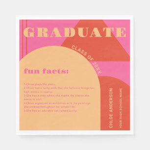 Serviette En Papier Rétro Arch rose & Orange Fun Facts Graduation