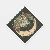 Serviette En Papier Retro Art Déco Green Crescent Lady Lune Lune (Coin)