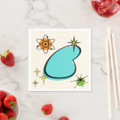 Serviette En Papier Retro Atomic Boomerang et Starbursts Papier Napkin (En situation)