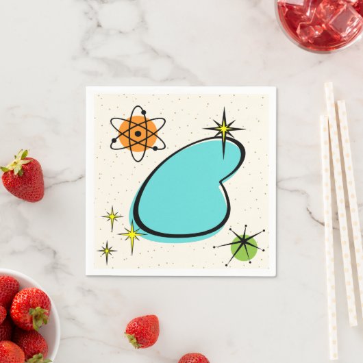 Serviette En Papier Retro Atomic Boomerang et Starbursts Papier Napkin (En situation)
