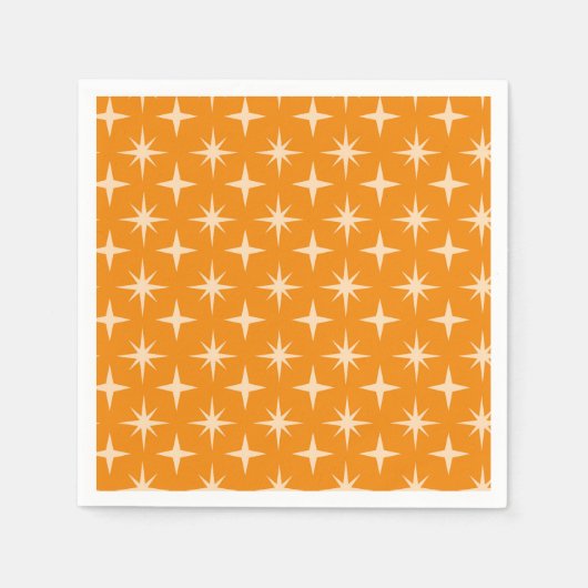 Serviette En Papier Retro Atomic Stars Motif sur Orange (Devant)