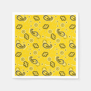 Serviette En Papier Rétro bandanna jaune/Bandana
