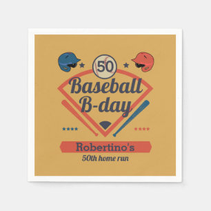 Serviette En Papier Retro Baseball Anniversaire Homme 50e Anniversaire