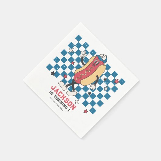 Serviette En Papier Retro Baseball Vibes Boy Anniversaire (Coin)