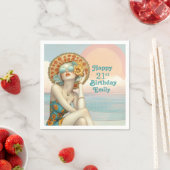 Serviette En Papier Retro Beach Glam Style 21e anniversaire (En situation)