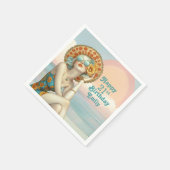 Serviette En Papier Retro Beach Glam Style 21e anniversaire (Coin)