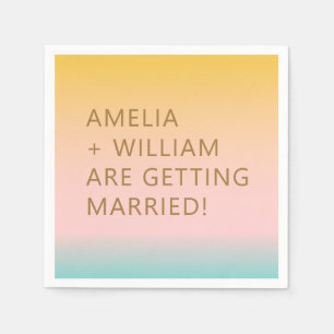 Serviette En Papier Retro Beach Pastels Gradient Unique Mariage lumine