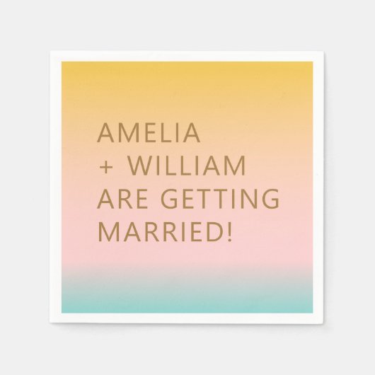 Serviette En Papier Retro Beach Pastels Gradient Unique Mariage lumine (Devant)