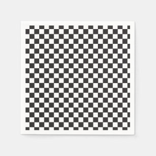 Serviette En Papier Retro Black Check Skateboard Anniversaire