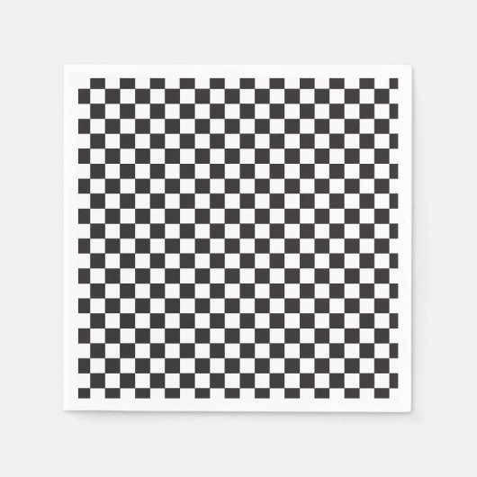 Serviette En Papier Retro Black Check Skateboard Anniversaire (Devant)