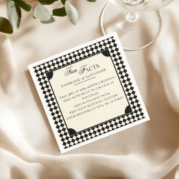 Serviette En Papier Retro Black & Ivory Fun Facts Old Money Wedding