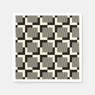 Serviette En Papier Retro Black & Tan Pattern