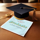 Serviette En Papier Retro Blue Graduation Party Déjeuner personnalisé