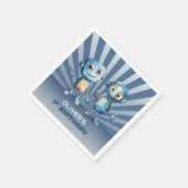 Serviette En Papier Retro Blue Robot Thème 1er anniversaire (Coin)