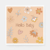 Serviette En Papier Retro Boho Floral Baby shower Hello Baby Tableware (Devant)