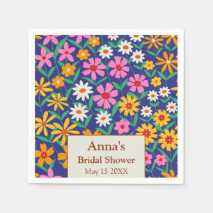 Serviette En Papier Retro Boho Rose Orange Floral Baby Shower