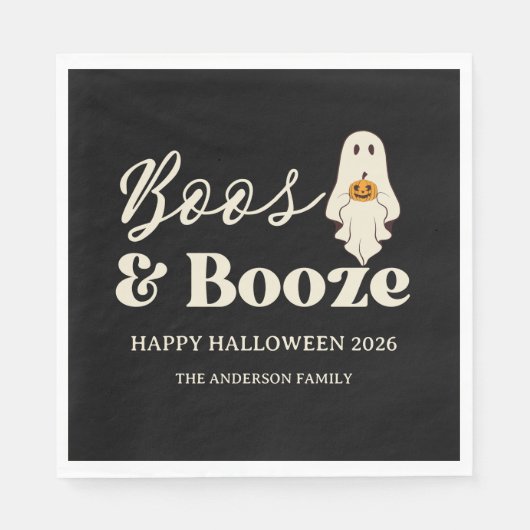 Serviette En Papier Retro Boos & Booze Spooky Halloween (Devant)