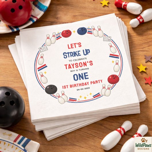 Serviette En Papier Retro Bowling 1st Birthday Party – Fun Kids 