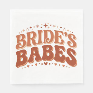 Serviette En Papier Retro Bride's Babes Terracotta Enterrement de Vie 