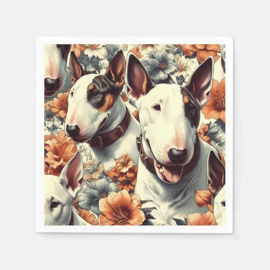 Serviette En Papier Retro Bull Terrier Peinture sans fil (Devant)