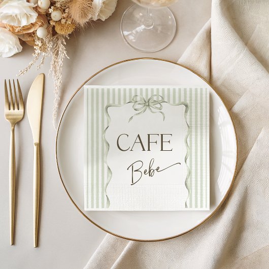Serviette En Papier Retro Cafe Bebe Neutral Bow Coffee Baby Shower