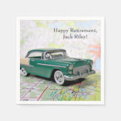 Serviette En Papier retro car on road map for retirement (Devant)