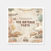 Serviette En Papier Retro Car Themed Kids Birthday (Devant)
