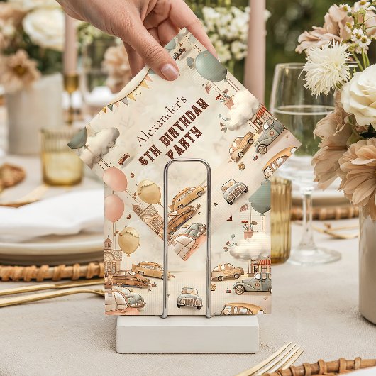 Serviette En Papier Retro Car Themed Kids Birthday