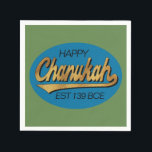 Serviette En Papier Retro Chanukkah 139 BCE Funny Blue N Green Design<br><div class="desc">Retro "Happy Chanukah EST 139 BCE, " drôle de design bleu et vert, papier, serviettes modernes. Joyeux Chanoukah/Hanoukka ! Personnalisez en supprimant le texte "Happy" et "EST 139 BC" et en ajoutant le vôtre. Utilisez votre style de police, votre couleur et votre taille préférés. Tous les éléments peuvent être modifiés...</div>